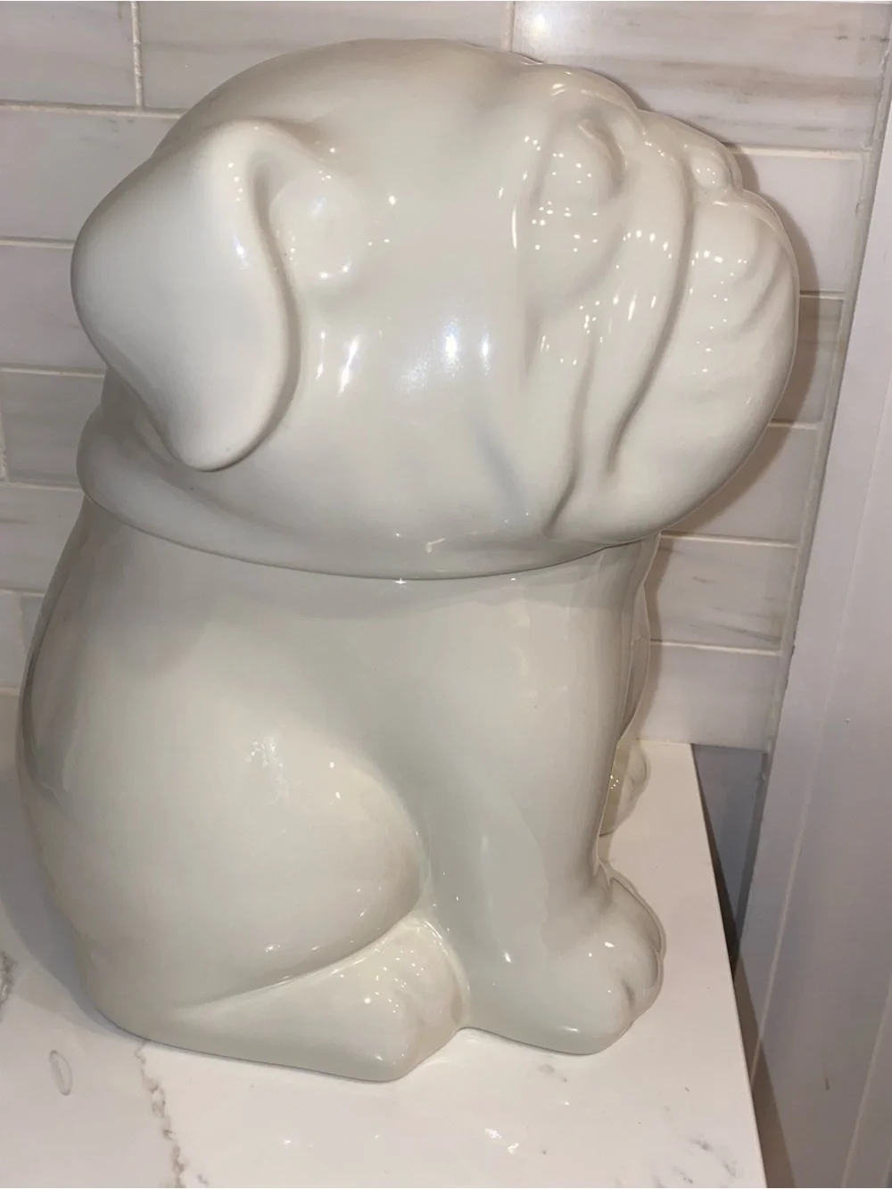Threshold Stoneware Bulldog Cookie Jar White Animal Shaped